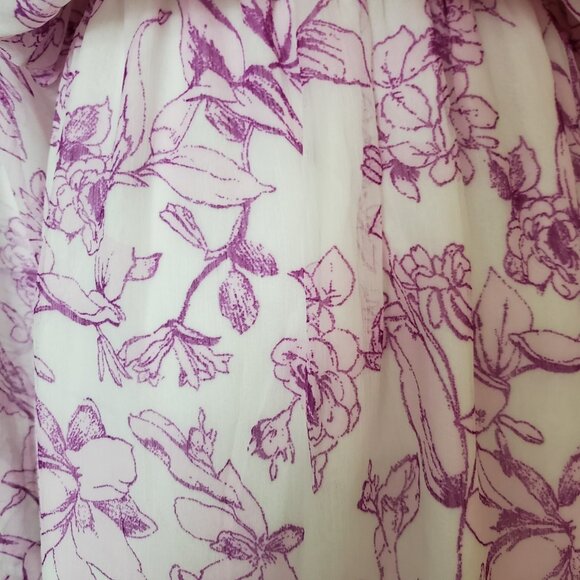 Women's Balloon Long Sleeve Mini Dress A New Day  Cream Purple Floral  XL - Picture 6 of 8